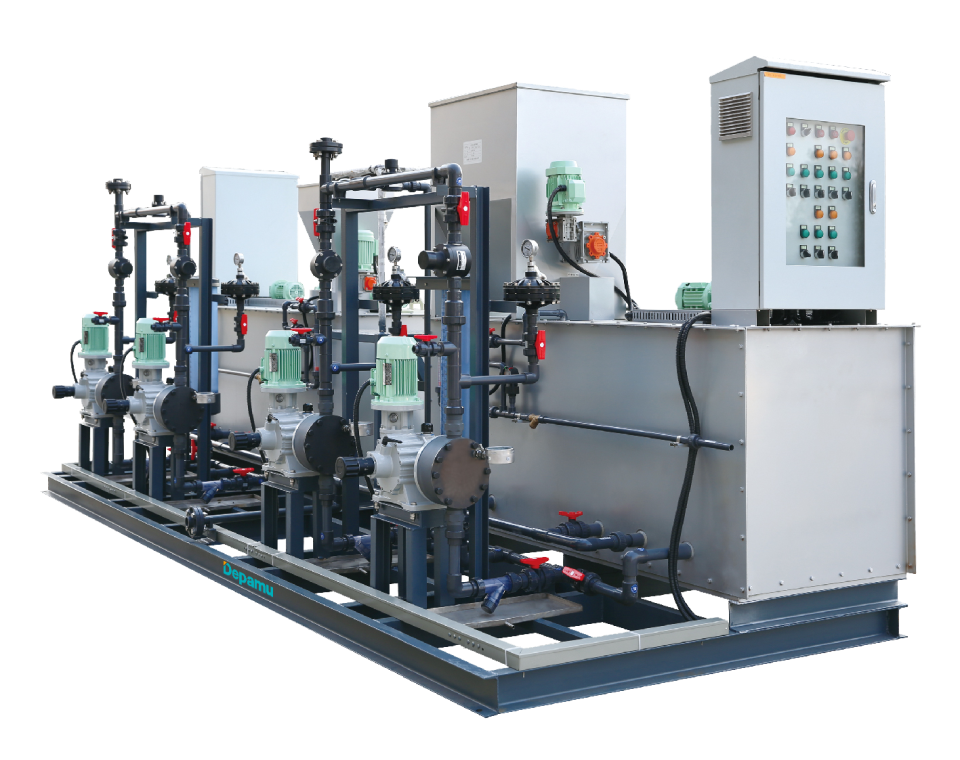 Fully automatic dissolving and dosing device / dry powder dosing device